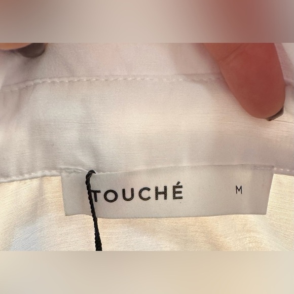 White Button Down Shirt with Classic Collar and 3/4 Sleeves - Picture 6 of 6